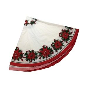 Poinsettia Round Tablecloth Christmas Cotton Blend Vintage